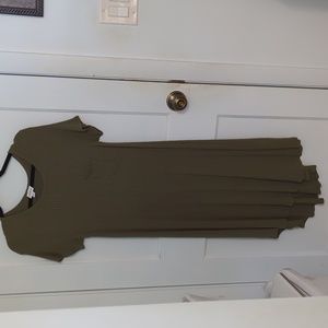 LuLaRoe Size L Khaki Ribbed Dress